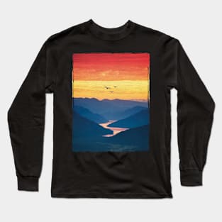 Landscape / mountains / sunset / birds Long Sleeve T-Shirt